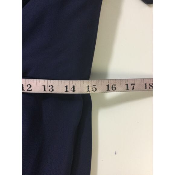 AW BRIDAL SZ 10 L dark navy blue chiffon Osage faux wrap midi dress NEW B78 - Picture 8 of 10